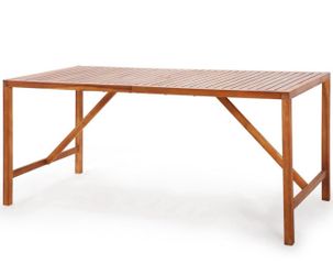 New Costaway Natural Acacia Wood Outdoor Patio Rectangular Dining Table