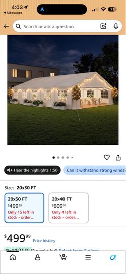 Large White Party Canopy Tent 20x30 FT