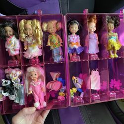 Barbie Kelly Club Doll Display/Storage Carrying Case with 7 Kelly Dolls & accessories
