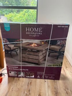 Summerfield 39 in. W 50000 Btu Wood look Steel Propane Outdoor Fire Pit with Lava Rocks