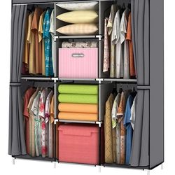 New 50" Storage Closet Clothes Organization Portable Wardrobe Storage Closet Portable Organizer for Clothing