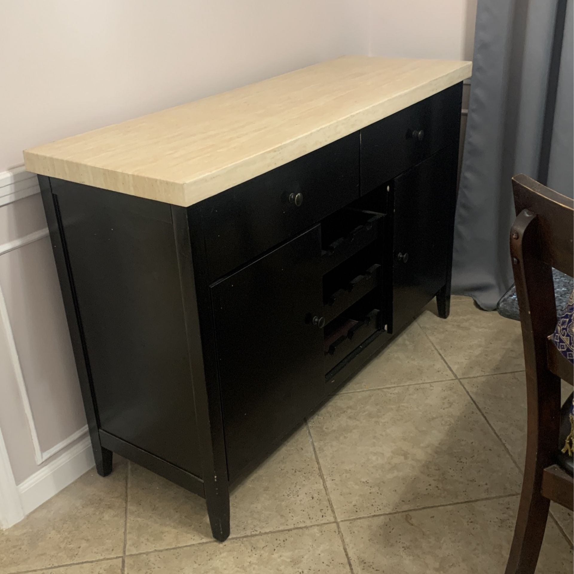 Dining Buffett W/two Drawers And Shelves And Wine Bottle Holder