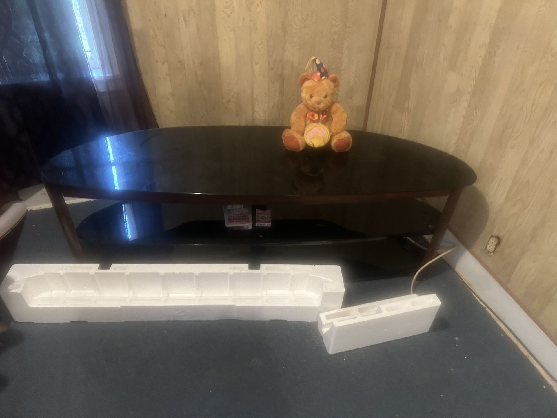 Black glass Tv Stand