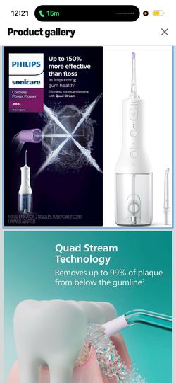 Philips Sonicare Cordless Power Flosser 3000 - Water Flosser with Innovative Quad Stream Technology, Oral Irrigator with 2 Flossing Modes and 3 Pressu