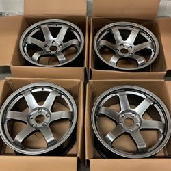 New 18 Inch Rays TE37 Style Rims Wheels 18x8.5 +35, 18x9.5 +30 (5x114.3)