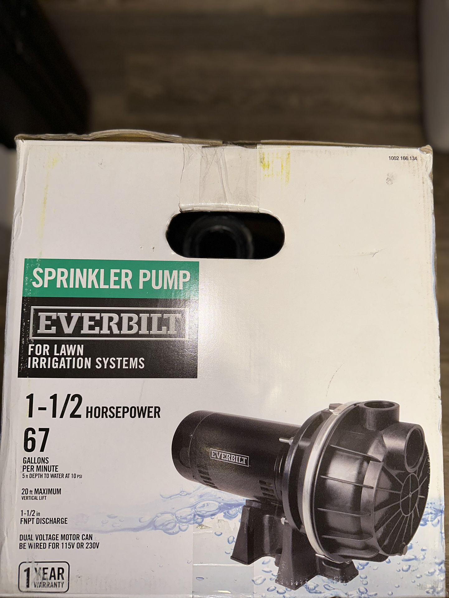 Everbilt 1-1/2 HP Plastic Lawn Sprinkler Pump