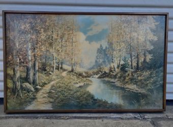 Mid century modern landscape lithograph