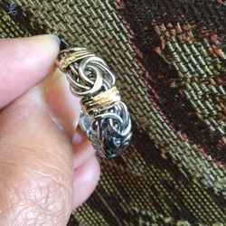 Two Tones Byzantine Ring 925/14k 