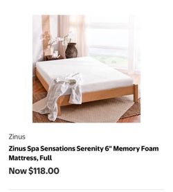 Zinus Spa Sensations Serenity 6” Memory Foam Mattress Full