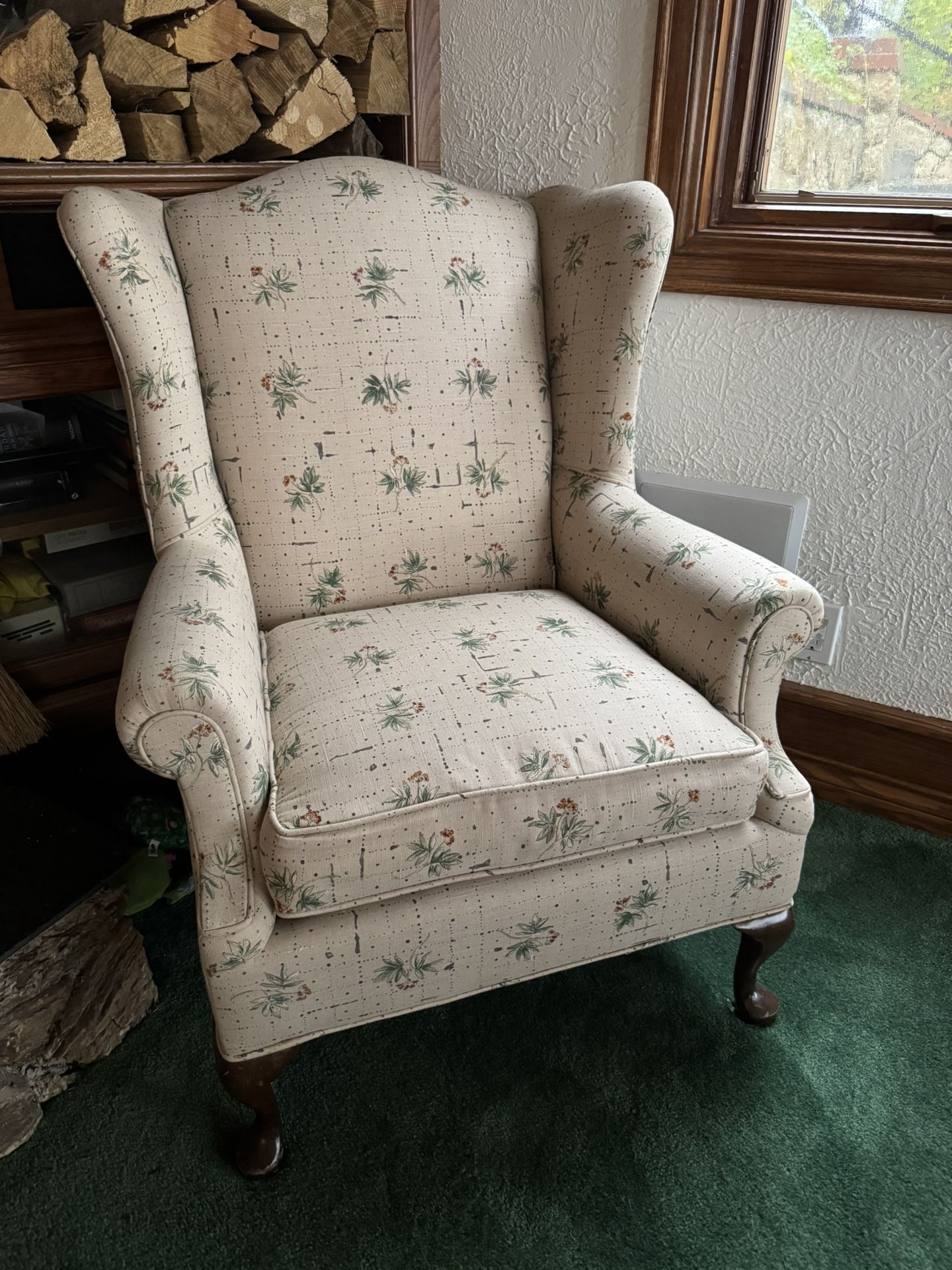 Vintage Queen Anne style Custom Wingback Chair