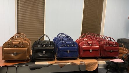 EDGEBROOK 15” leather laptop briefcase with wheels.
