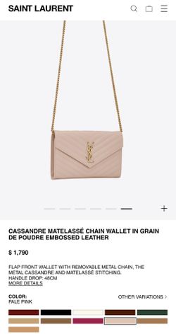 Saint Laurent Cassandre Matelasse Chain Wallet Embossed Leather