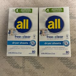 2 All Free & Clear Dryer Sheets