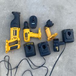 DeWalt Tools, Drill, Saw saw And Flash Light.