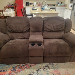 Brown Reclining Loveseat