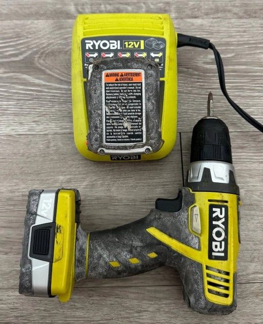 Ryobi HJP002 12V Cordless Drill Driver Kit Charger Battery Tested Working