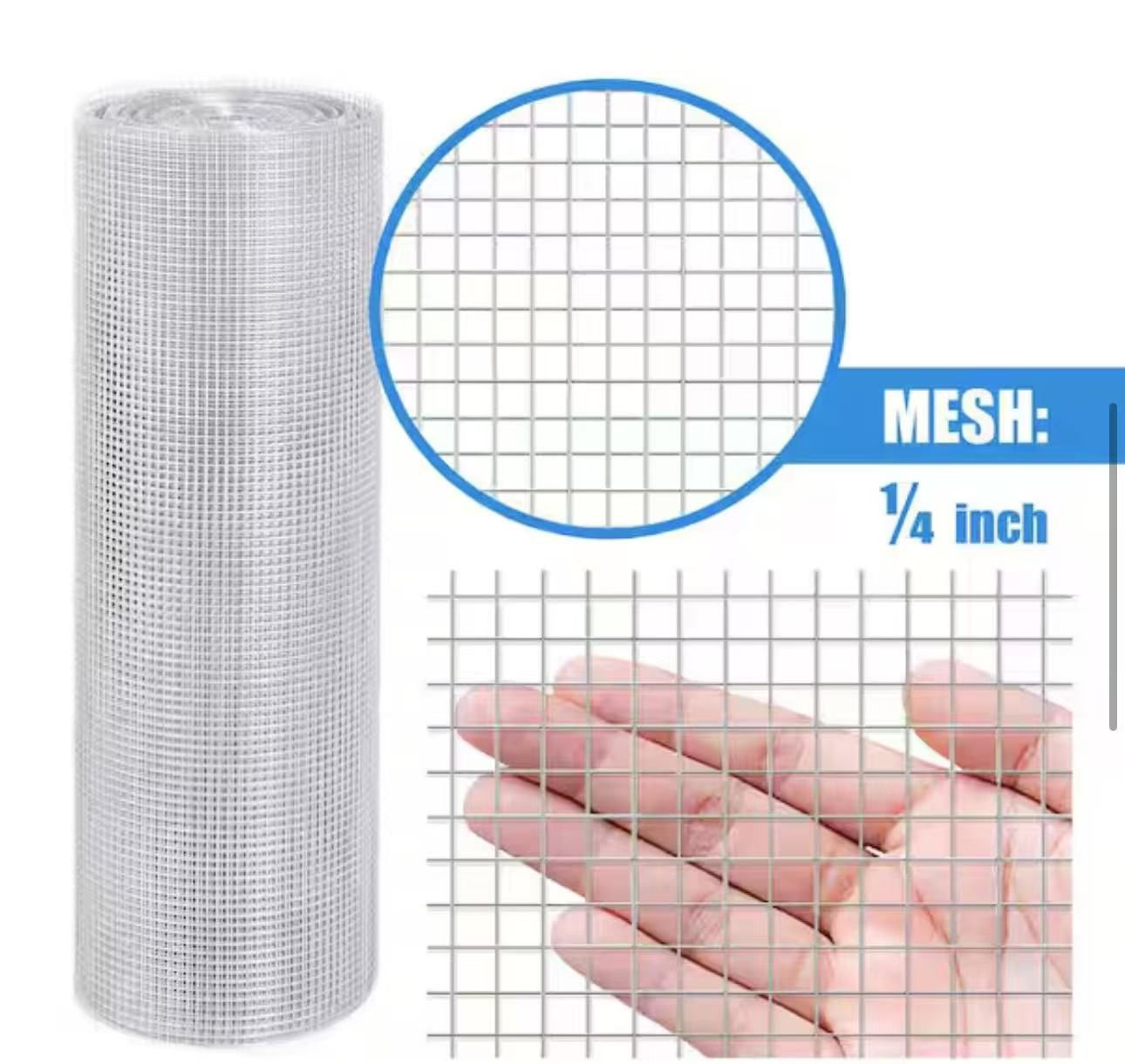 1/4 in. x 4 ft. x 100 ft. 23-Gauge Hardware Cloth, Hot-Dip Galvanized After Welding, Heavy-Duty Welding Fencing