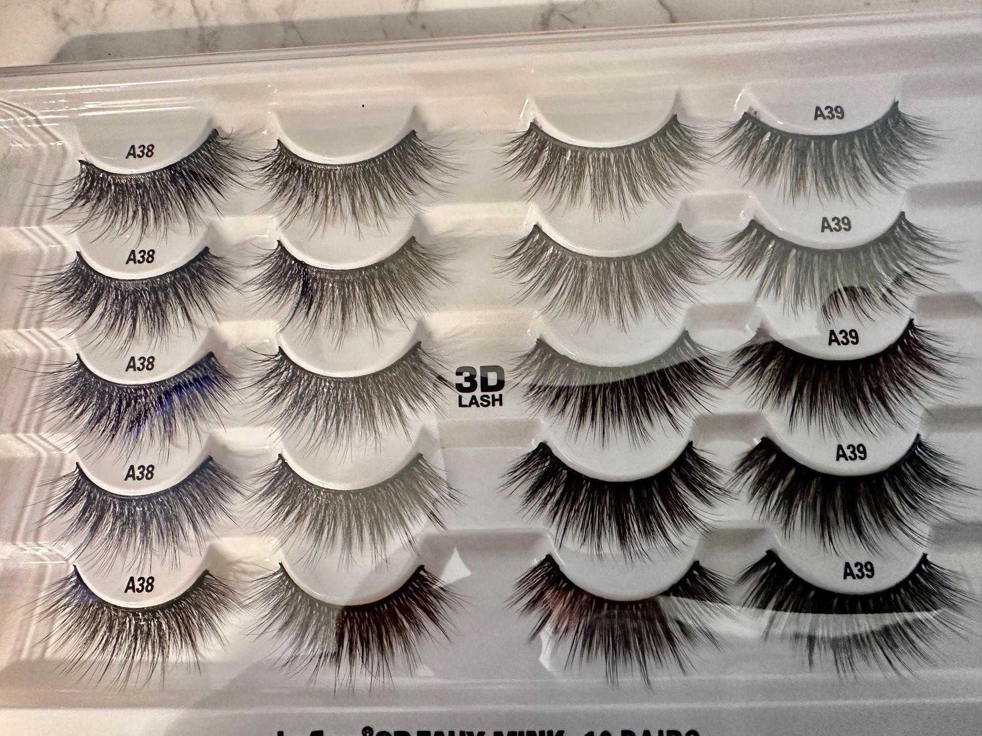 Set Of 10 Pair 3D Eyelashes False Full Feathered Black Reusable 