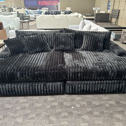 Big Soft Black Sectional Couch