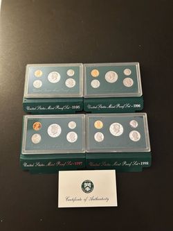 Coins – 1995S/1996S/1997S/1998S Brilliant Uncirculated proof sets in original packaging - Total 4 sets