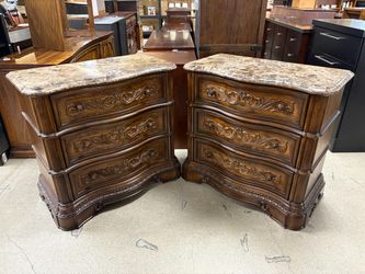 LEGACY Pemberleigh Marble Top Bedside Chest (Set of 2)