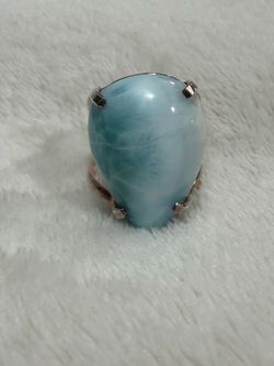 🌊 Genuine Larimar Crystal Statement Ring 🌊 💎 Natural Larimar Stone | Adjustable Band | One-of-a-Kind Piece