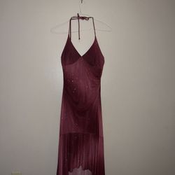 Woman's Medium Dark Red 100% Polyester Sparkly Dress