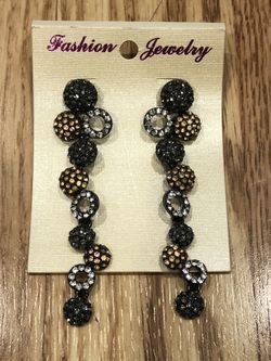 Tri Colored Rhinestone Earrings