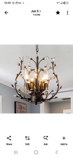 Crystal Branch chandelier with Bronze finish