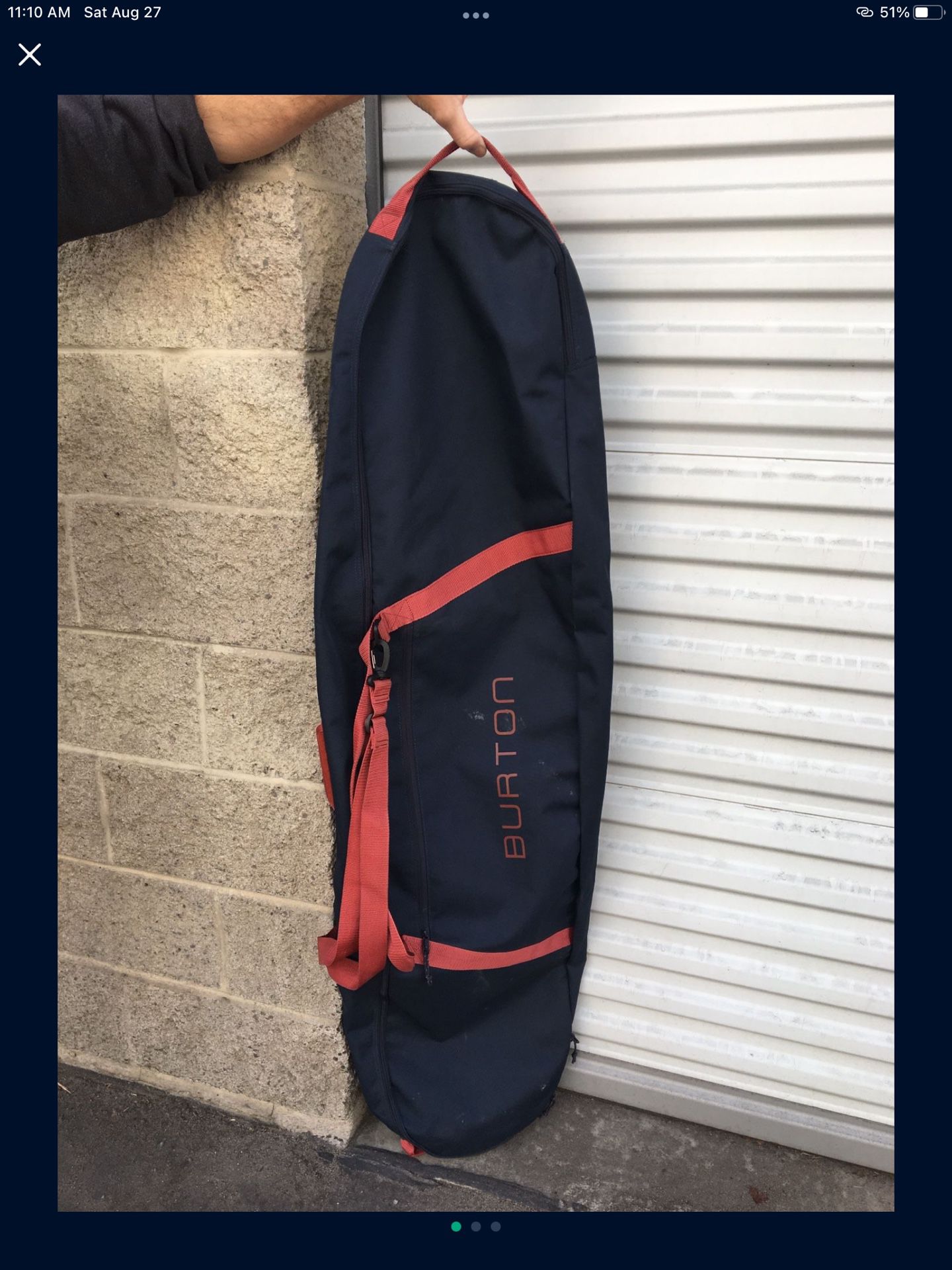 burton snowboard bag 146 cm. blue navy red maroon 