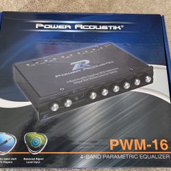 New Power Acoustik PWM-16 Car 4-band Equalizer W/ Built-in Pre-amp & Sub Control