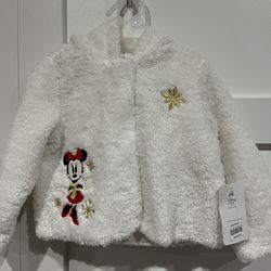 NWT~ Disney Store Baby  18-24 Month Minnie White Holiday Faux Fur Jacket Winter