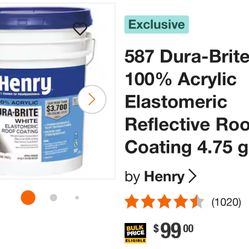 587 Dura-Brite White 100% Acrylic Elastomeric Reflective Roof Coating 4.75 gal.