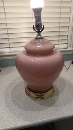 Vintage Pink Lamp with Bronze Base