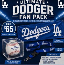 Dodgers Gift Pack Includes 2X8 Dodgers Banner Official MLB Baseball and Dodgers Lanyard Dewalt Milwaukee Jordan