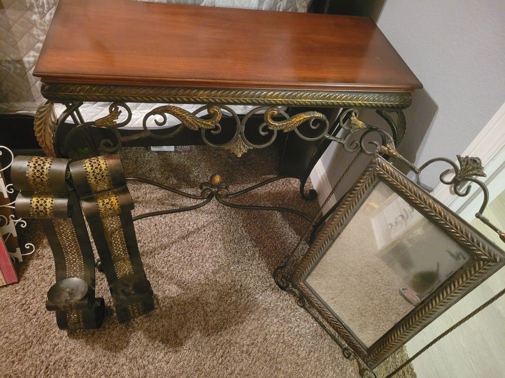 Entry Table, Mirror, Sconces