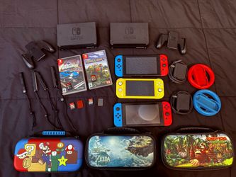 Nintendo Switch (3 of them) with accessories & games