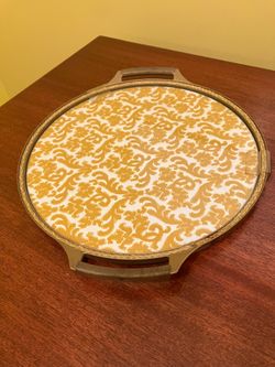 Vintage Lazy Susan Gold Turntable w/2 interchangeable Cloths! (Rubbermaid) 😎