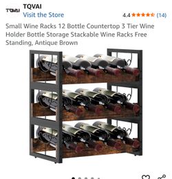 Small Wine Racks 12 Bottle Countertop 3 Tier
