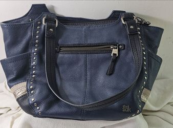 The Sak Navy Blue Leather Studded Tote Bag