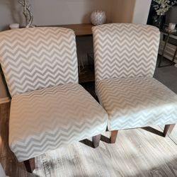 2 Large Gray/White Chevron Accent Chairs 