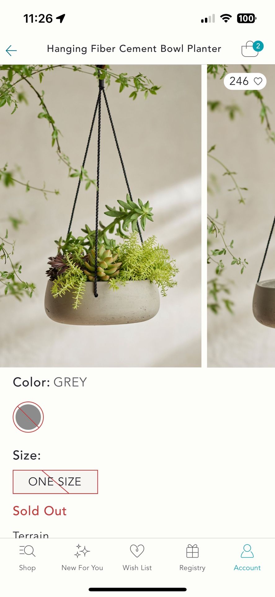 2 Brand New Anthropologie Cement Hanging Planters 