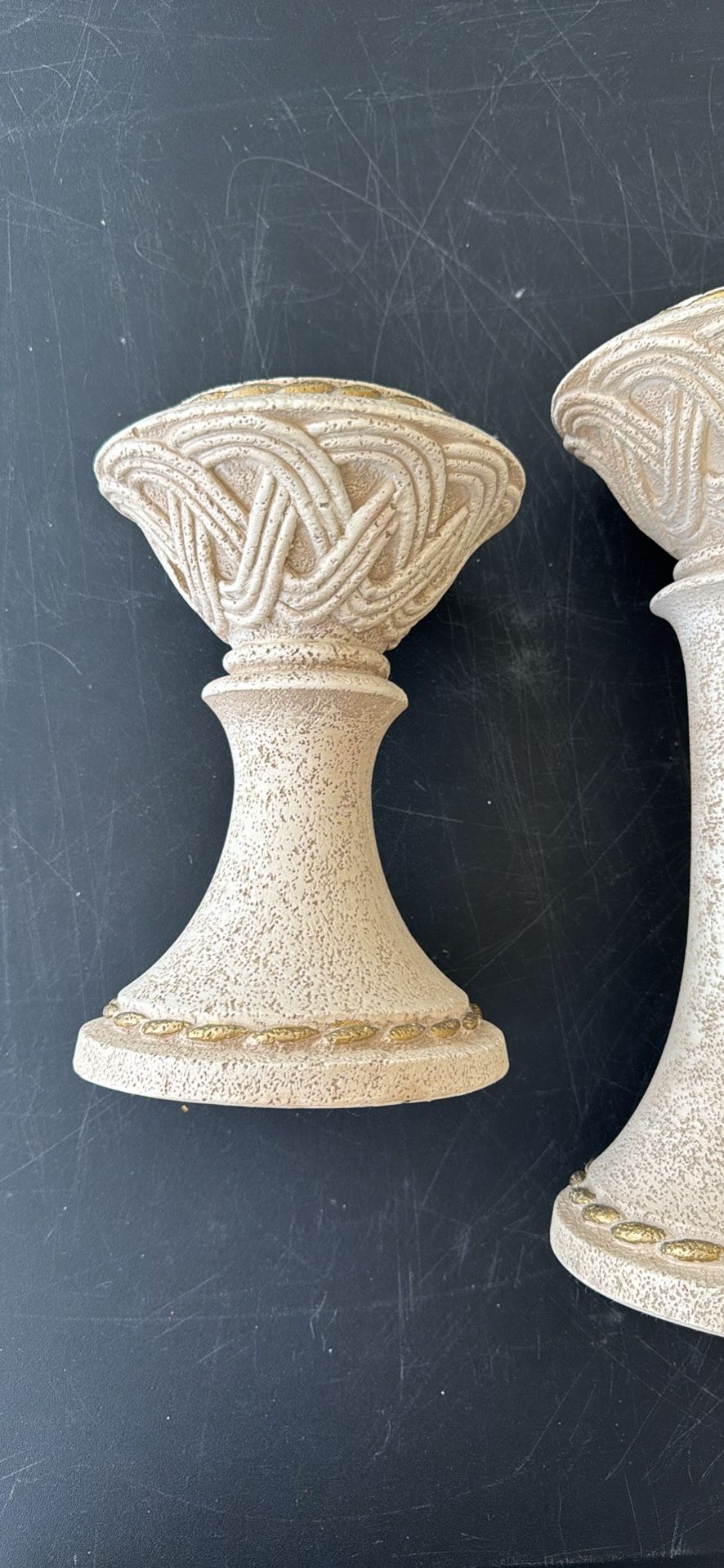 Two Roman Style Pillar Candle Holders