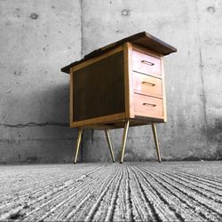 Completely Reimagined MCM Walnut Side Table/Nightstand With Live Edge Walnut & Brass Legs