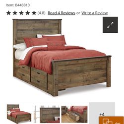 Ashley’s Trinill bed frame with full bookcase head board.