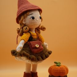 Handmade Crochet Witch Doll 8 5/8" Tall