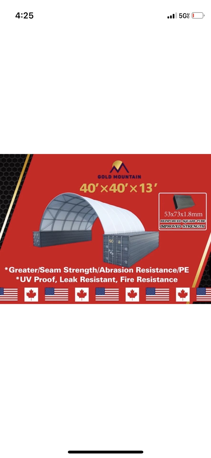 20x40 Container Storage Canopy 