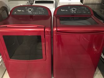 Red whirlpool cabrio on sale washer and dryer