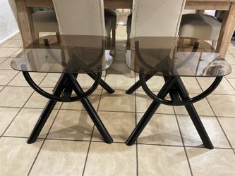 Pair of modern Smoked Glass Top End Tables