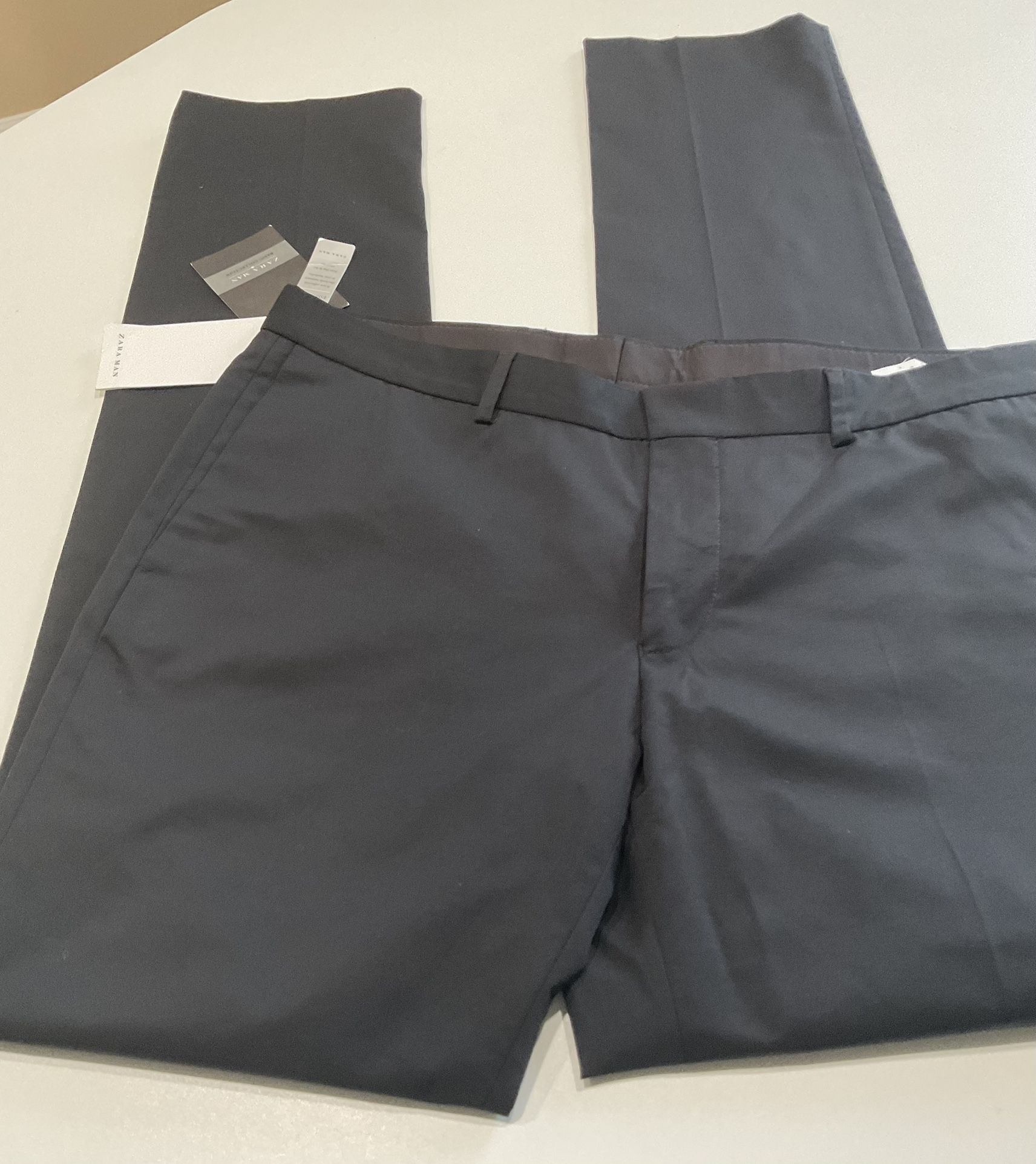 NWT Zara Man Black Cotton/Polyamide/Elastane Four Pockets Pants, Size 34